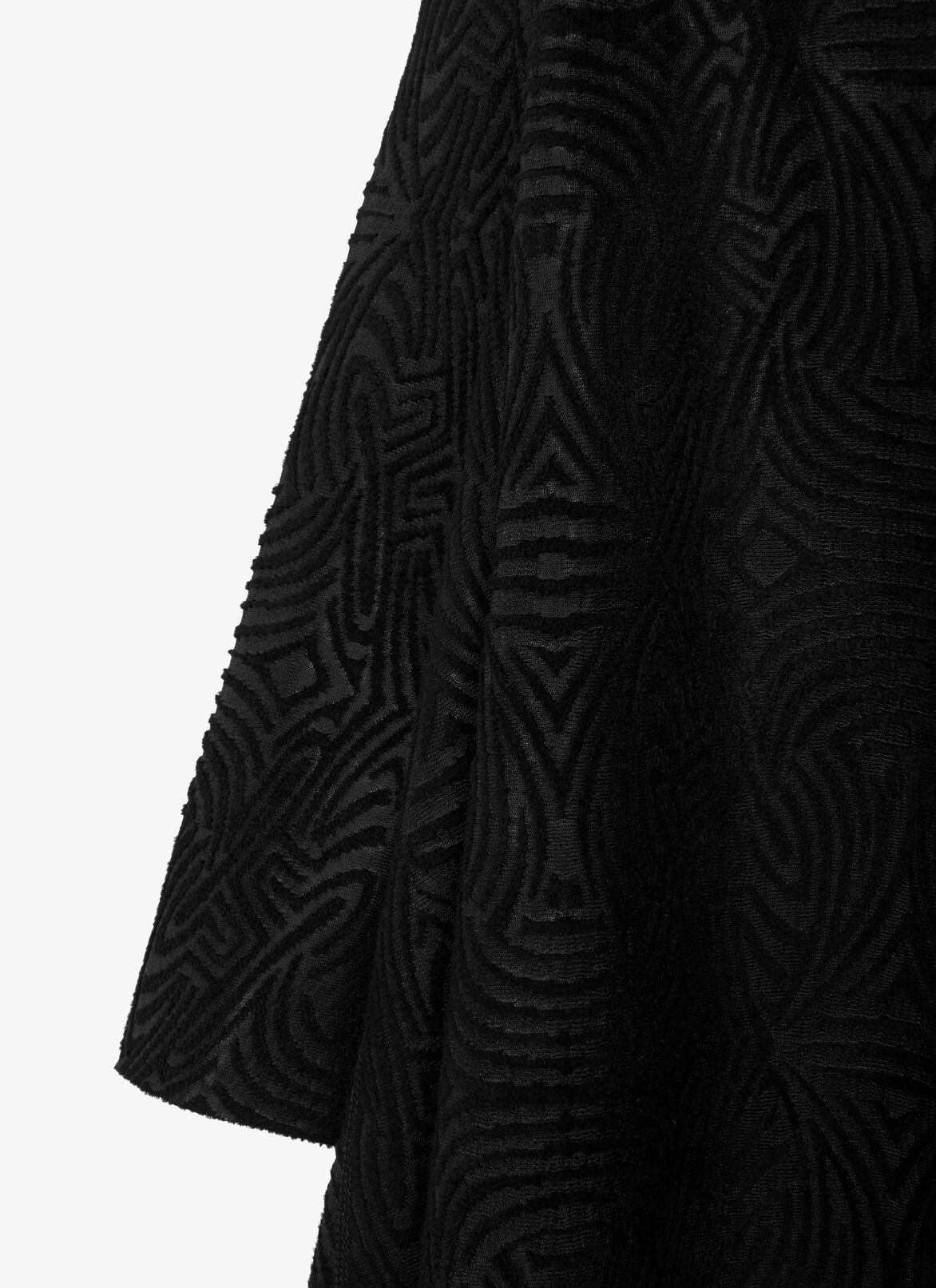 Oversize-Jacquard-Mantel aus Wolljersey ALAÏA SCHWARZ/GLÄNZEND SCHWARZ OVERSIZE-JACQUARD-MANTEL AUS WOLLJERSEY